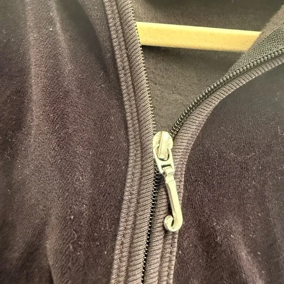 Juicy Couture Vintage Velour Black Velvet Lace Trim Tracksuit Jacket - Picture 6 of 11